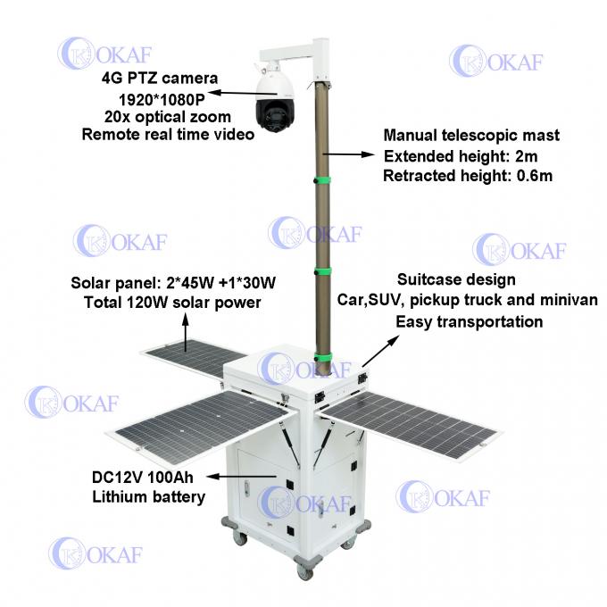 4G AI Camera Cabinet de segurança móvel movido a energia solar para monitoramento do local de construção 1