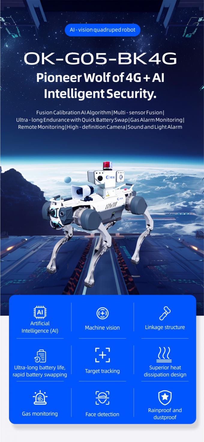 OKAF AI Vigilância Autônomo Robô de Patrulha de Segurança Robô de Guarda Industrial Cão Robô de Segurança Inteligente Robô Quadruplado 0