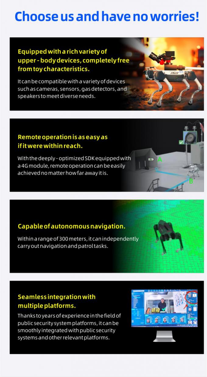 OKAF AI Vigilância Autônomo Robô de Patrulha de Segurança Robô de Guarda Industrial Cão Robô de Segurança Inteligente Robô Quadruplado 1
