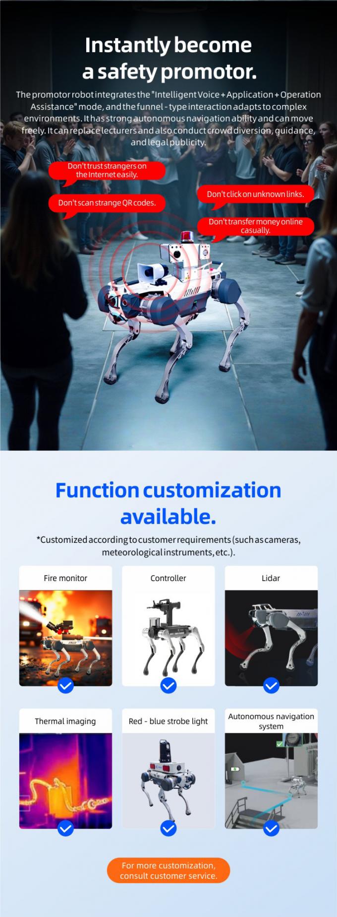 OKAF AI Vigilância Autônomo Robô de Patrulha de Segurança Robô de Guarda Industrial Cão Robô de Segurança Inteligente Robô Quadruplado 6