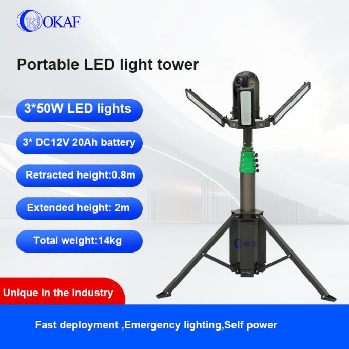Torre de Luz LED Telesc&oacute;pica Port&aacute;til com Bateria Integrada e Trip&eacute; para Ilumina&ccedil;&atilde;o de Eventos ao Ar Livre 2