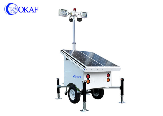 OKAF Site de Construção Torre de Luz de Vigilância 4G 5G Mobile CCTV Trailer Torre de Câmera de Segurança Solar
