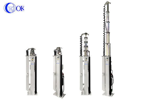 Mastro telescópico hidráulico de alta resistência com capacidade de carga de 100KG, tripé para antena de radar, mastro telescópico