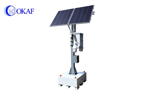 OkTower Torre de vigilância CCTV solar autoalimentada com manivela manual de 4m, mastro telescópico com suporte para vídeo remoto Starlink 4G
