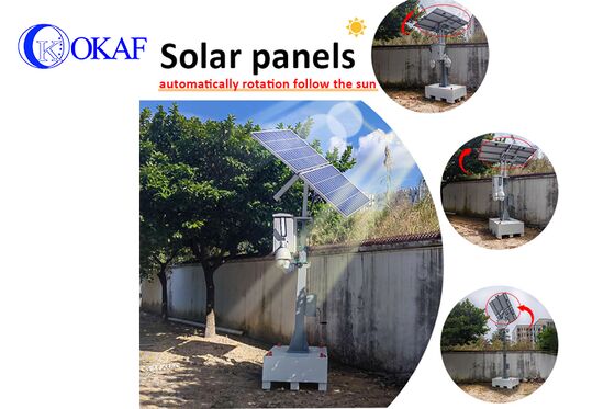 OkTower Torre de vigilância CCTV solar autoalimentada com manivela manual de 4m, mastro telescópico com suporte para vídeo remoto Starlink 4G