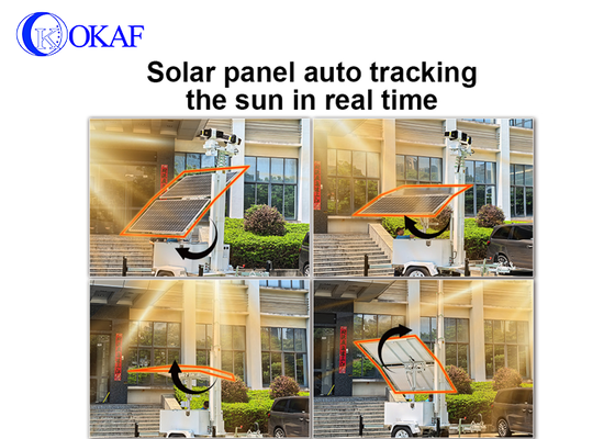Sistema de vigilância móvel movido a energia solar fora da rede 12m mastro telescópico solar CCTV reboque de segurança para canteiro de obras