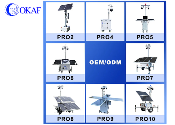 Sistema de vigilância móvel movido a energia solar fora da rede 12m mastro telescópico solar CCTV reboque de segurança para canteiro de obras