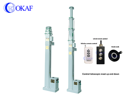 Altura personalizada Mastão telescópico motorizado movido a corrente contínua Veículo Trailer Robot Montado Quadrado Mastão telescópico elétrico