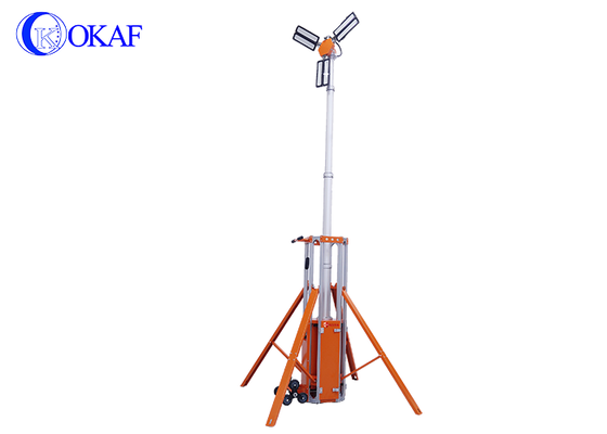 Torre de iluminação telescópica alimentada por bateria da torre de luz de emergência portátil completa para resgate de incêndio em construção